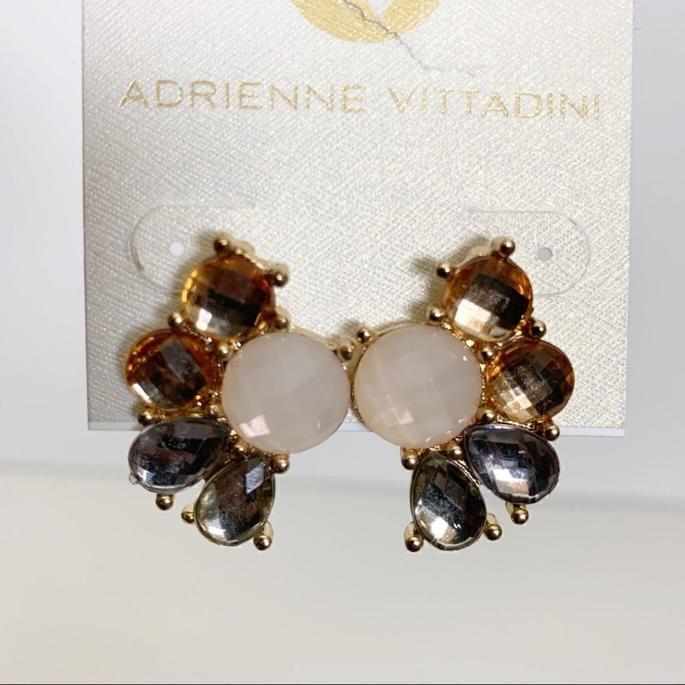 Adrienne Vittadini Jeweled Fan Stud Earrings